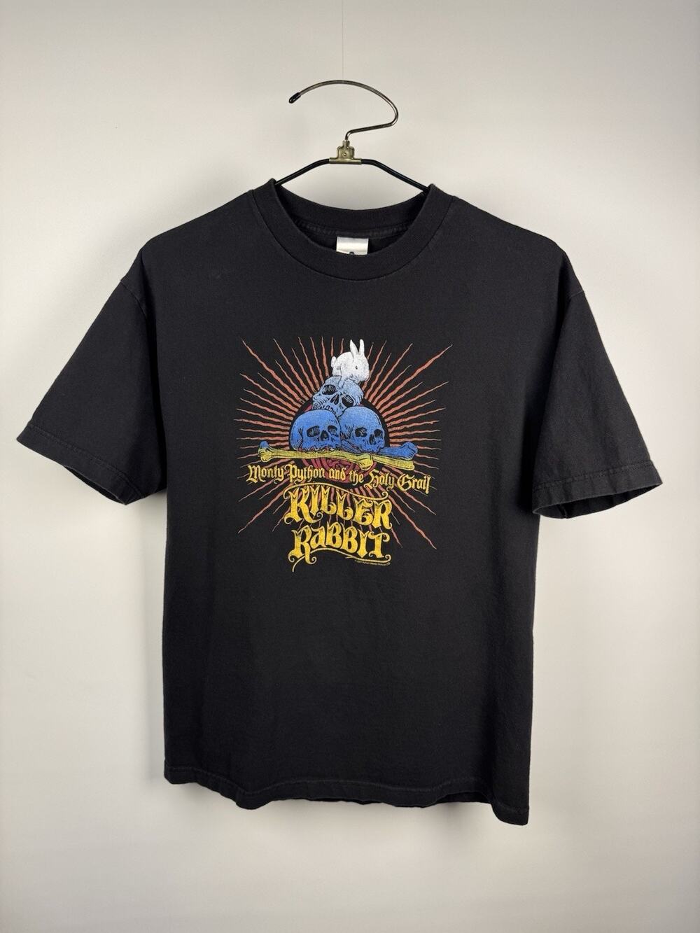 Vintage 2007 Monty Python Holy Grail Killer Rabbit Movie Promo Tee Black Mens L